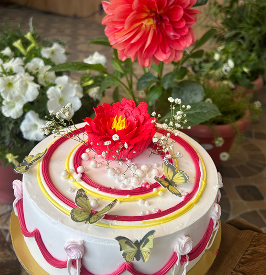 Red  Flower Cake