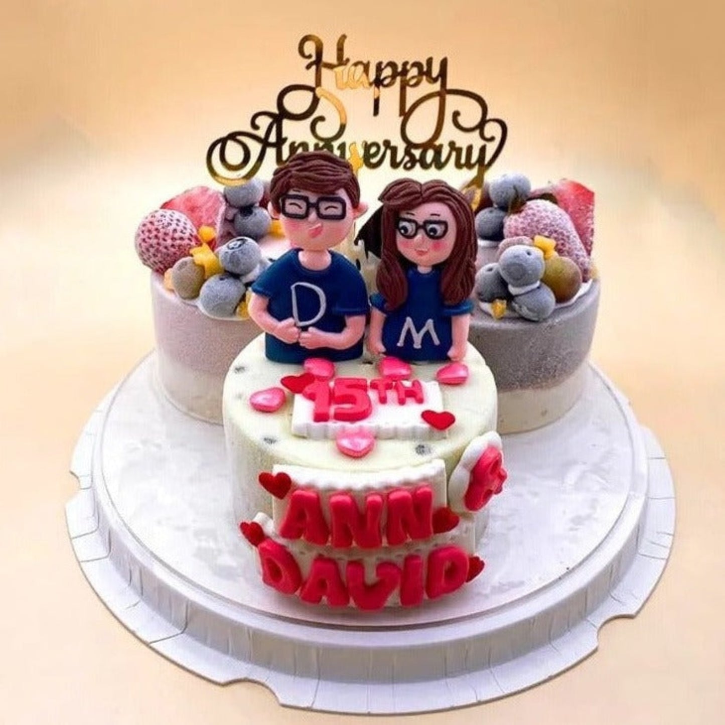15th Marriage Anniversary Cake