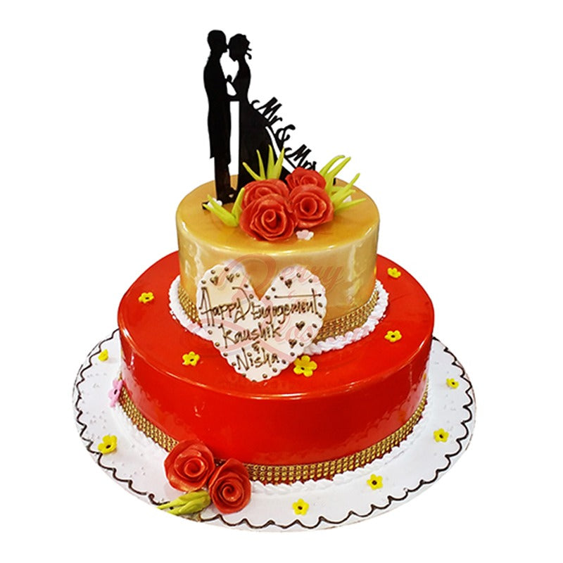 Couple Topper Gold & Red Wedding