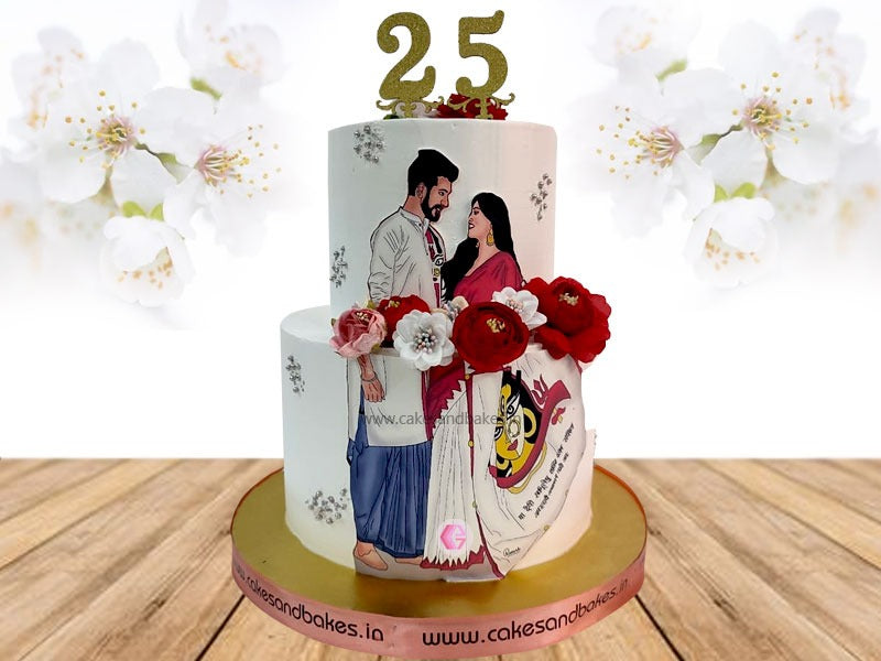 25 Years Bengali Anniversary Cake