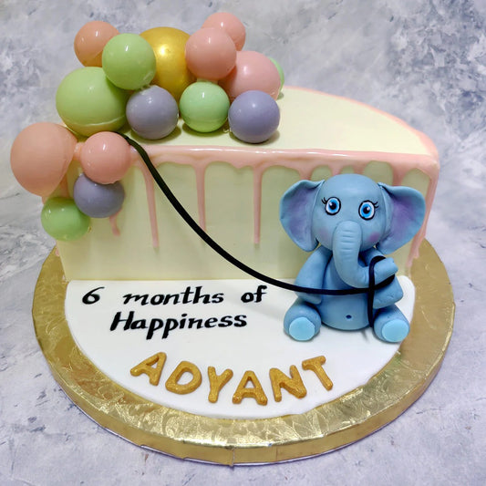 Half Birthday Cake with Elephant