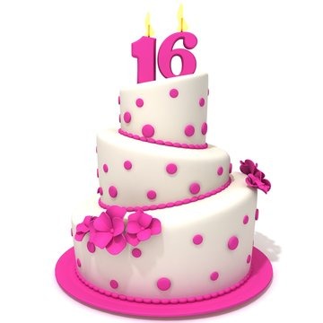 Sweet Sixteen Cake (White & Pink)