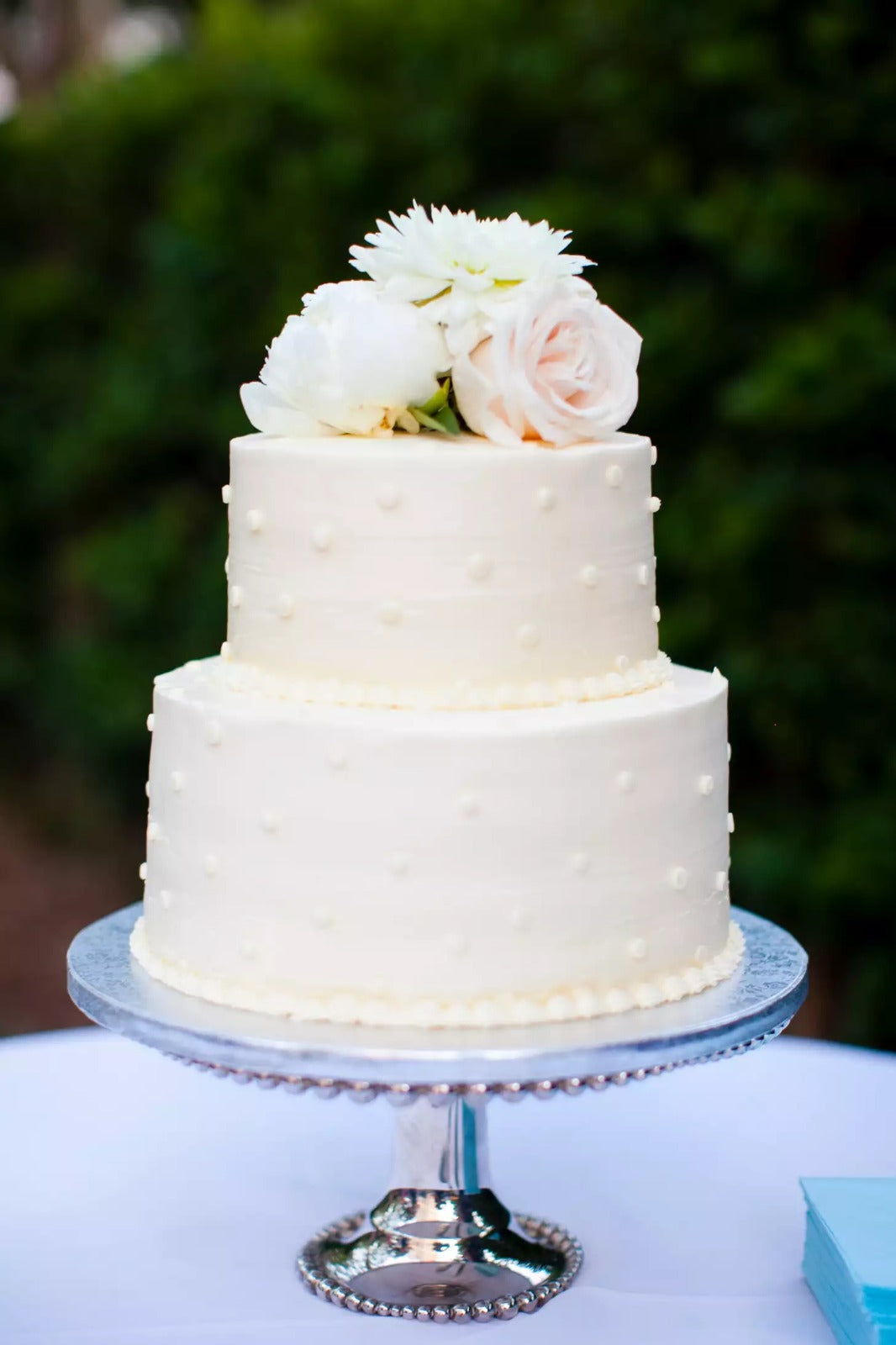 Two-Tier Polka Dot Buttercream Wedding Cake | Doon Memories