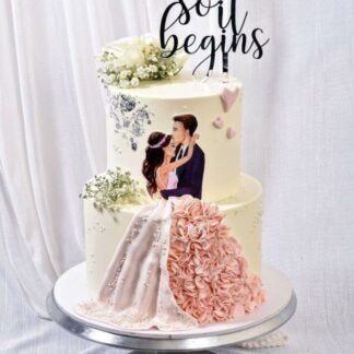 Mr & Mrs Engagement 2 Tier Cake