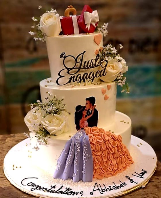 3 Tier Just Engaged Cake