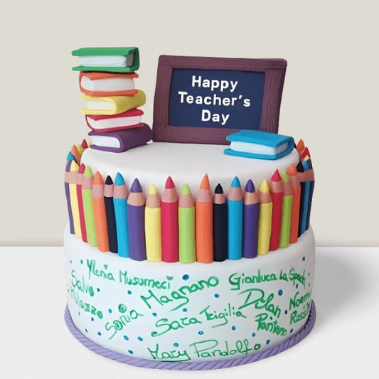 Teacher's Day Fondant Cake