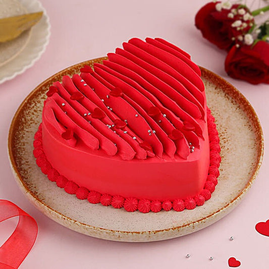 Happy Valentine's Day Red Heart Cake