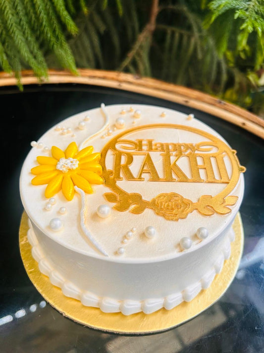 Golden Bloom Rakhi Cake