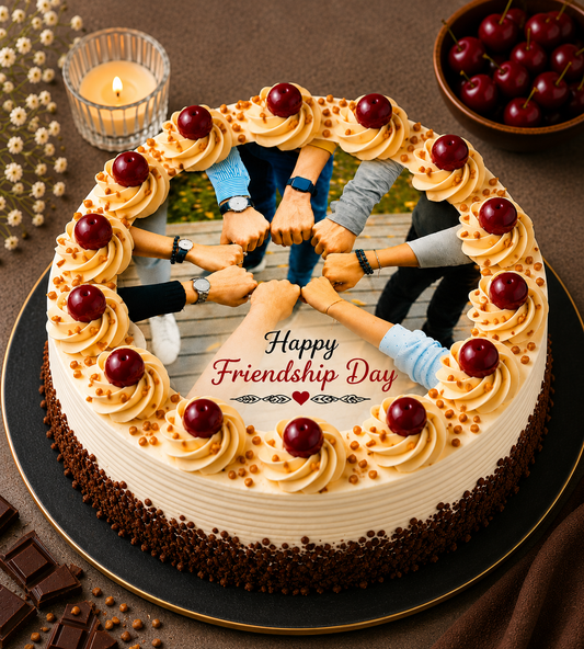 Happy Friendship Day Black Forest Photo Cake (450gms)