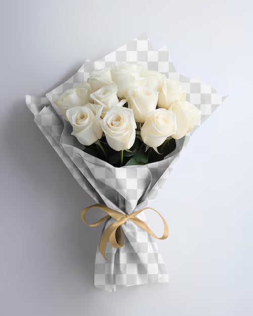 6 white roses bouquet